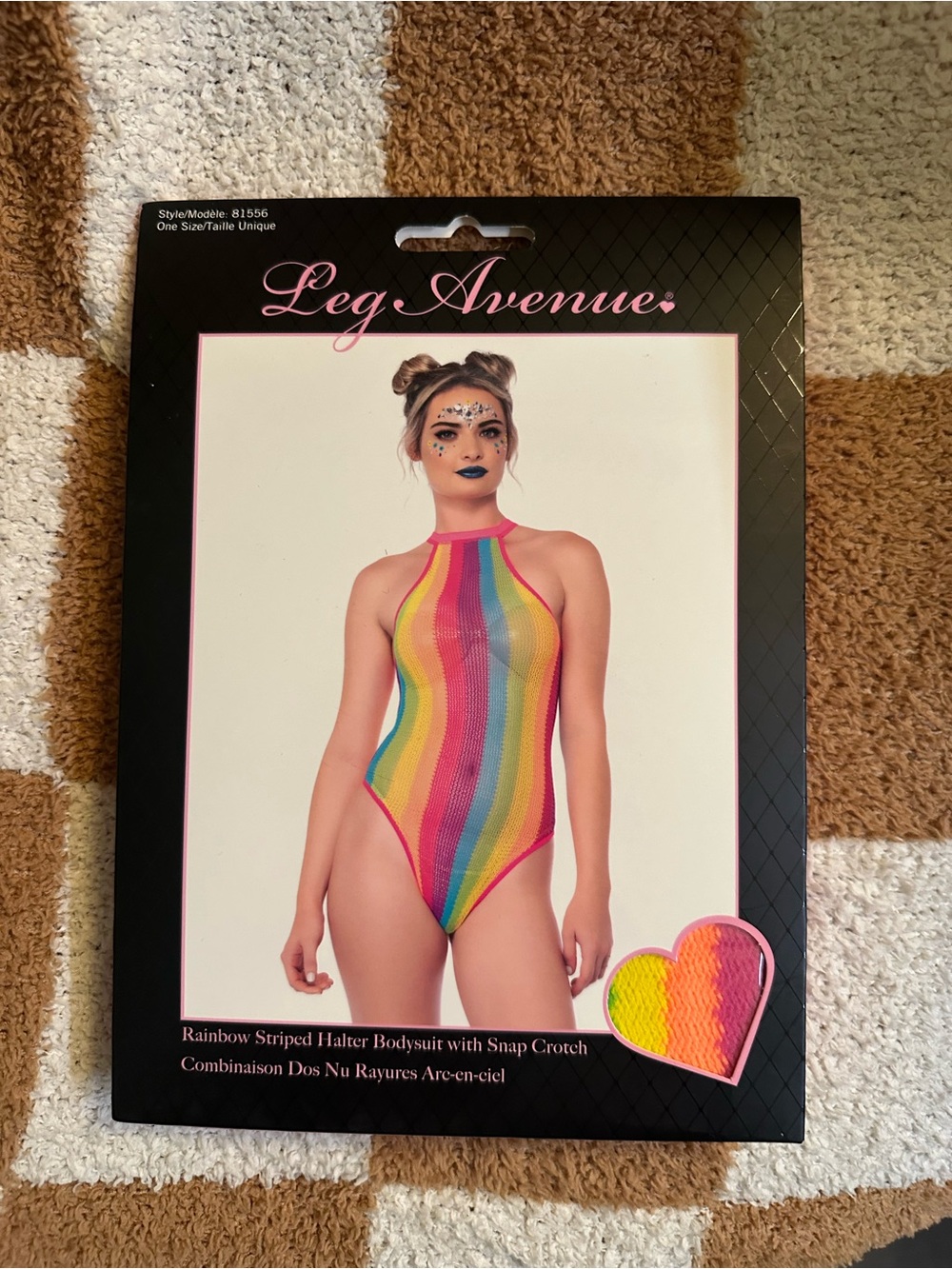 Leg Avenue Rainbow Halter Bodysuit - Multicolor Stripes